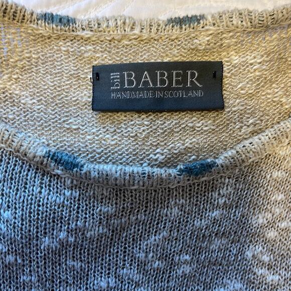 Bill Baber Handmade Scotland Women's Tunic Style Sweater Cream Blue Medium - Picture 7 of 10